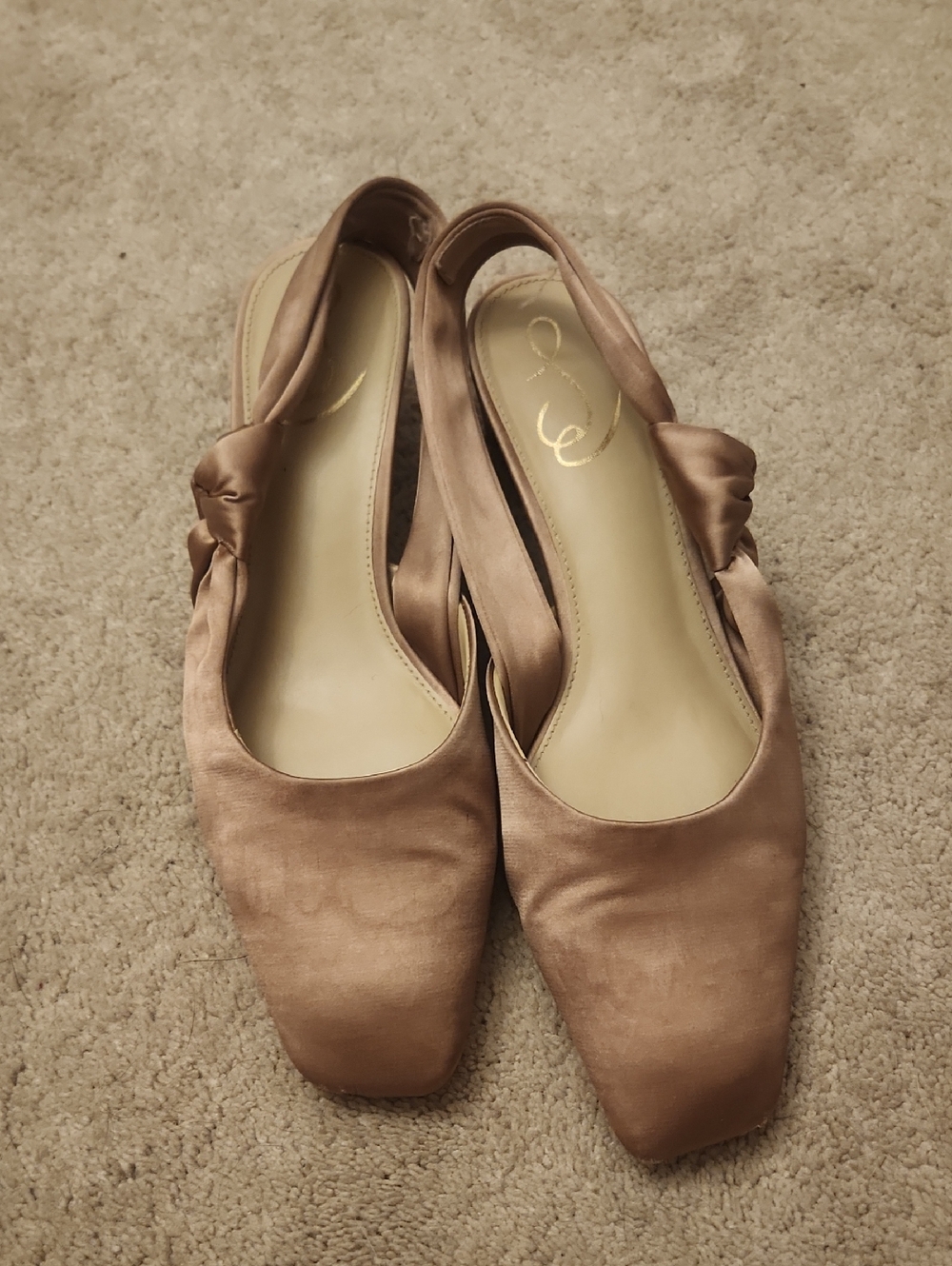 Sam Edelman Satin Slingback Flats in Rose Gold